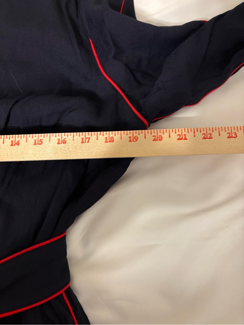 Boden Navy Sheath Dress Red Contrast Trim Tie Waist 3/4 Sleeve US 14R - Picture 4 of 7